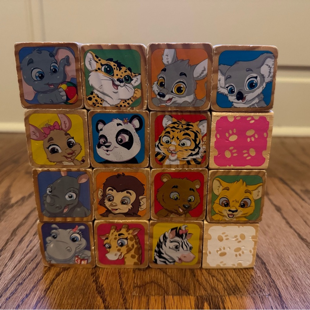 Wooden Blocks - Vintage Children's 1.75" Toy by Garanimals